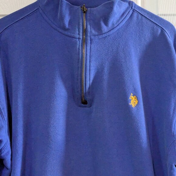 US Polo Assn Men's Pullover Sweatshirt, Size M, Blue, Quarter Zip, Pockets - Picture 3 of 15